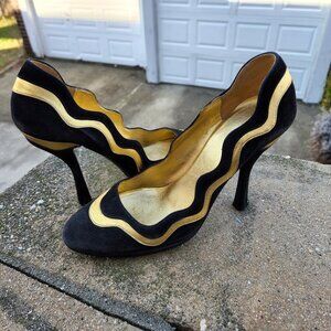 Prada Fairy Collection Stunning Black and Gold Heels